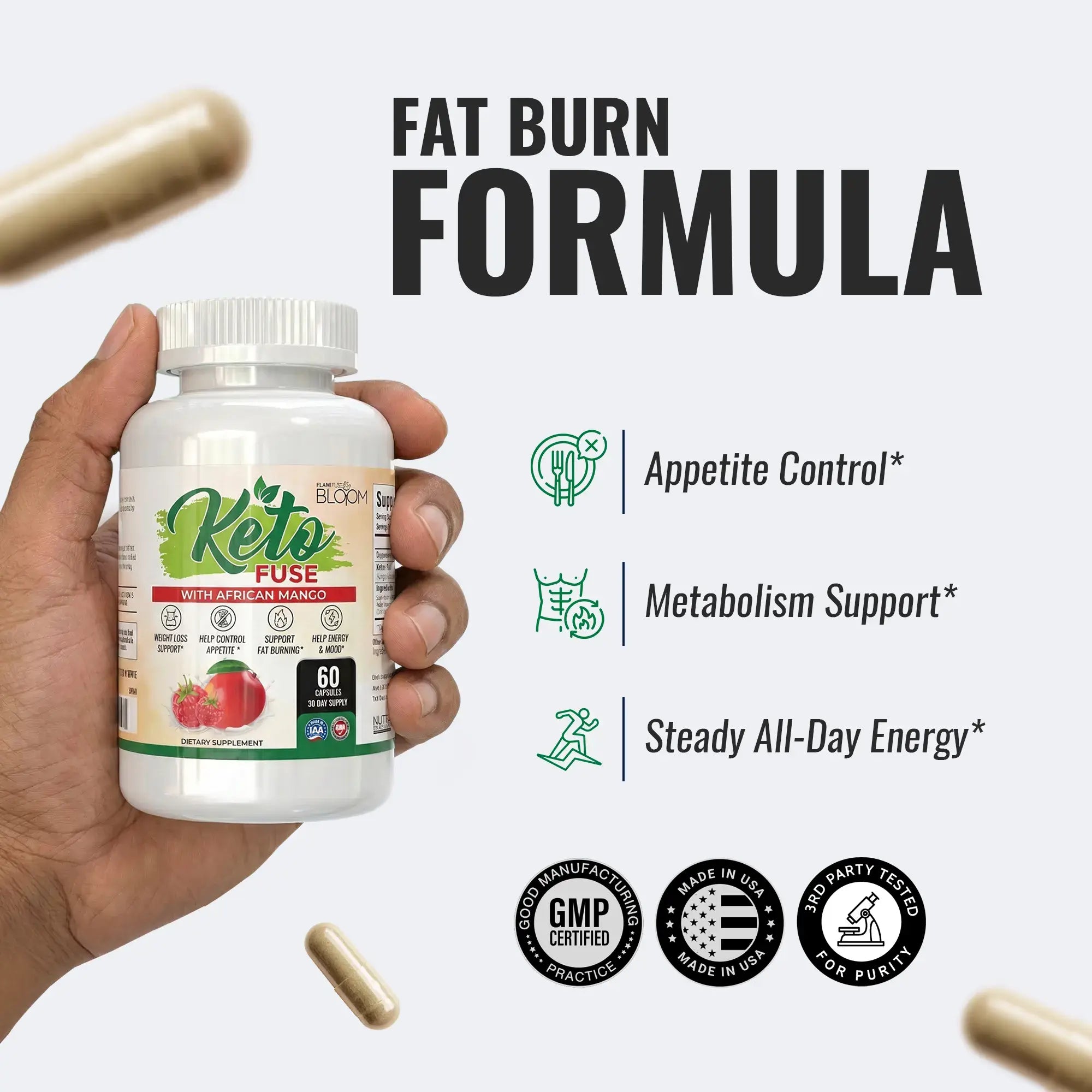 KetoFuse Keto Diet Supplement Capsules for Metabolism, Energy & Appetite Support