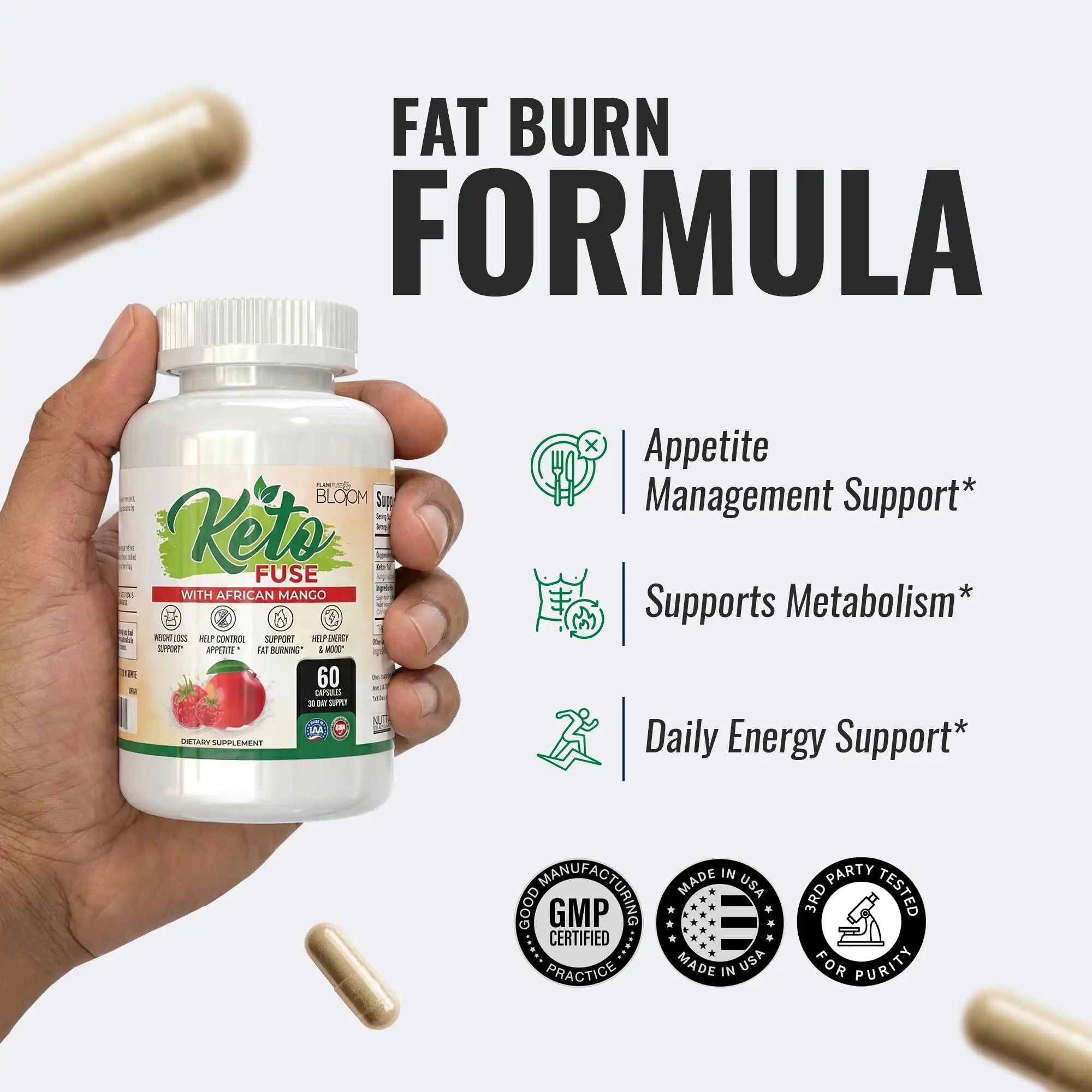 KetoFuse Keto Diet Supplement Capsules for Metabolism, Energy & Appetite Support