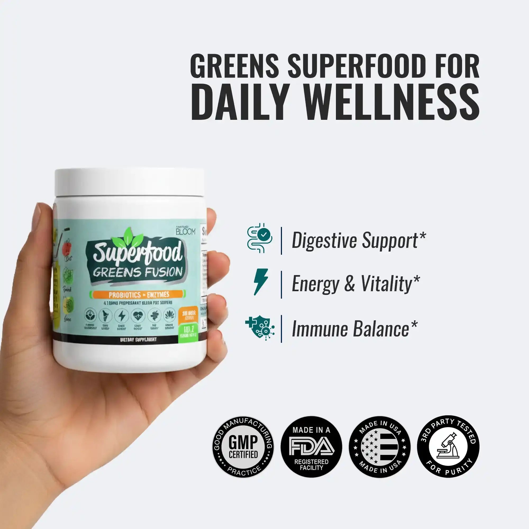 Superfood Greens Fusion - Complément alimentaire probiotique + enzymes