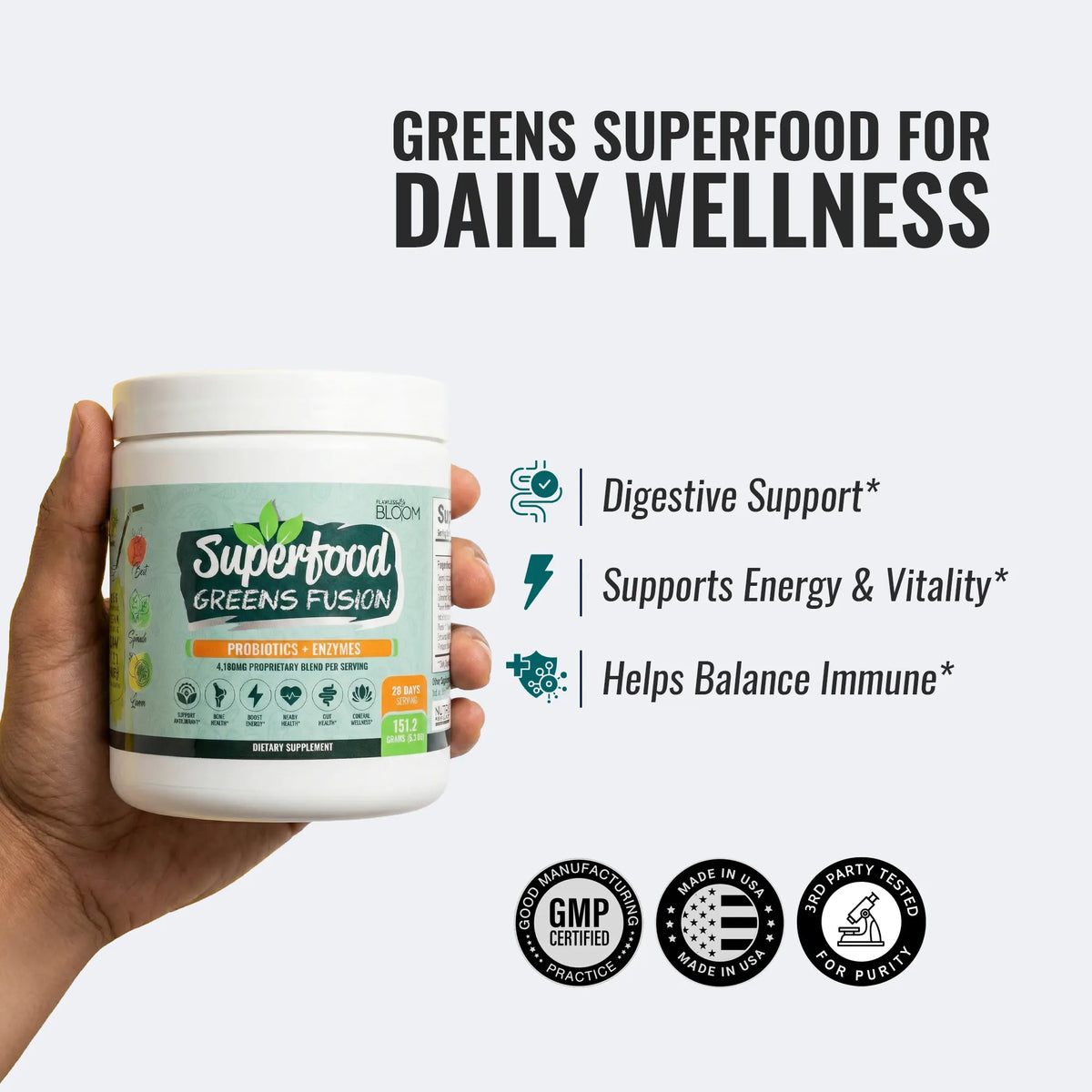 Superfood Greens Fusion - Probiotics + Enzymes Supplement