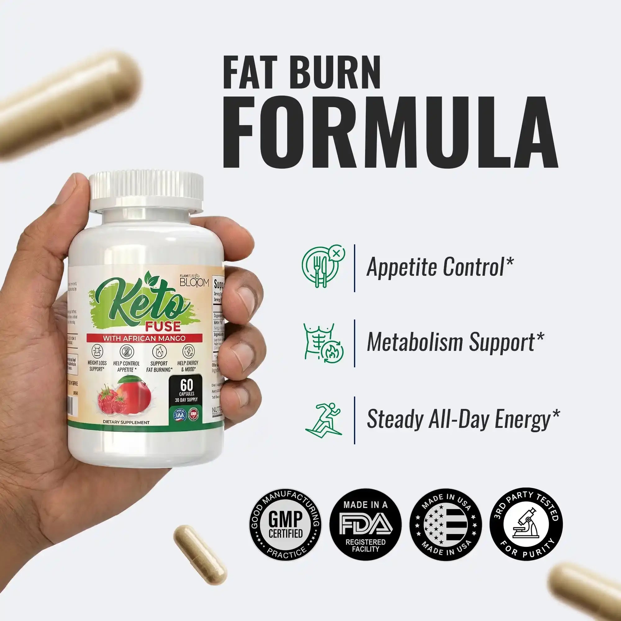 KetoFuse à la mangue africaine - Complément alimentaire (60 gélules) 