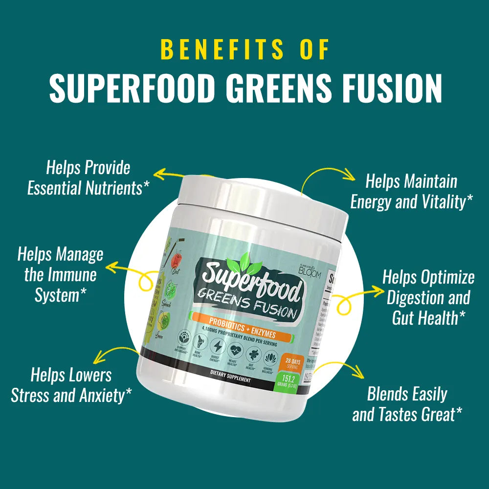 Superfood Greens Fusion - Complément alimentaire probiotique + enzymes 